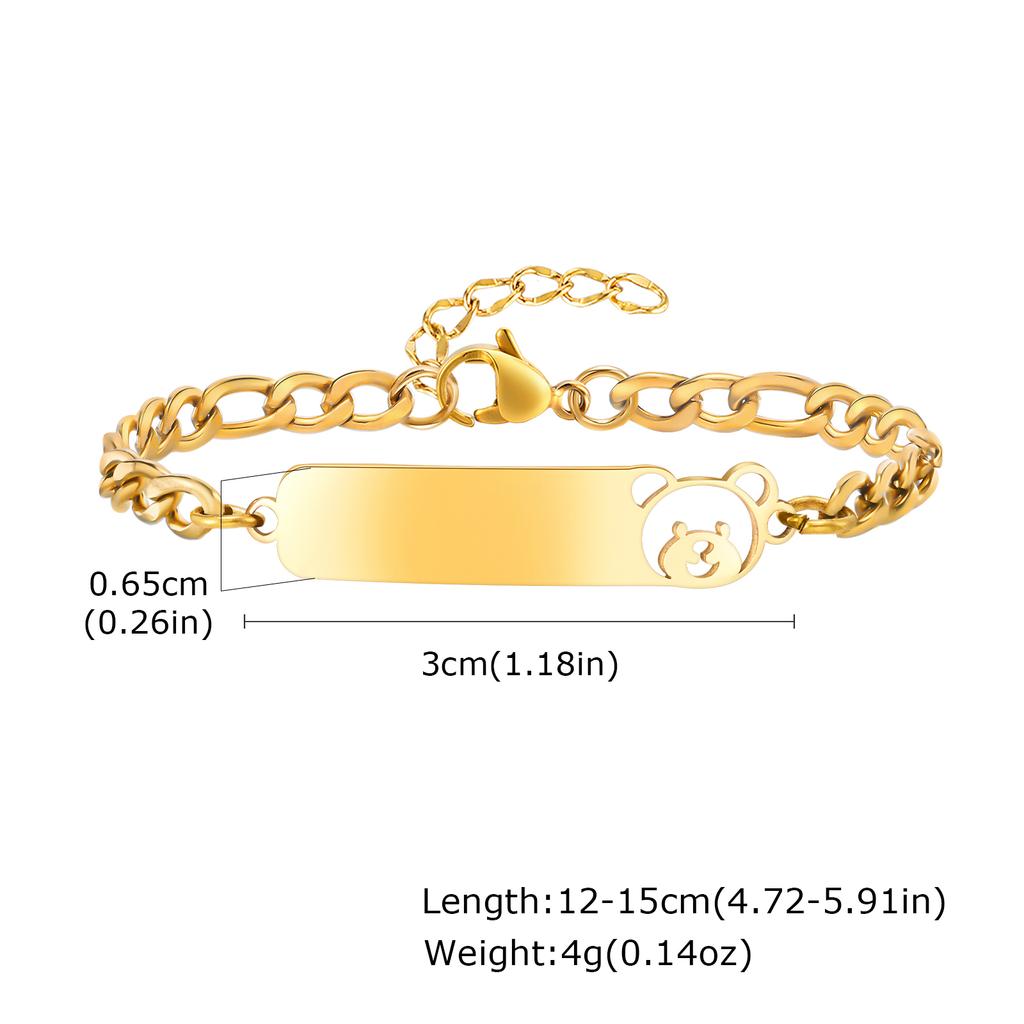 Vnox Braccialetti Personalizzati Per Bambina Anglea Farfalla Orso Targhetta Vuota Incisa Gioielli in Acciaio Inossidabile Catena Colore Oro