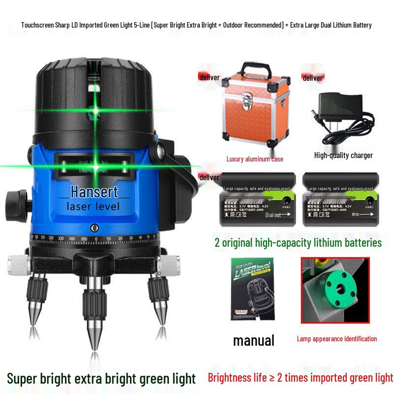 High Precision Automatic Infrared & Green Light Laser Level with 2, 3, 5-Line Projection