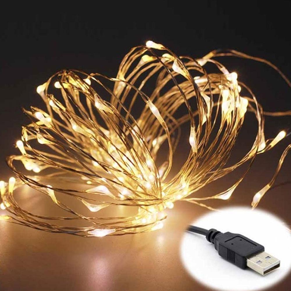 5/10m USB LED Sârmă impermeabilă șir de lumini de cupru Ghirlanda de decorare Zână