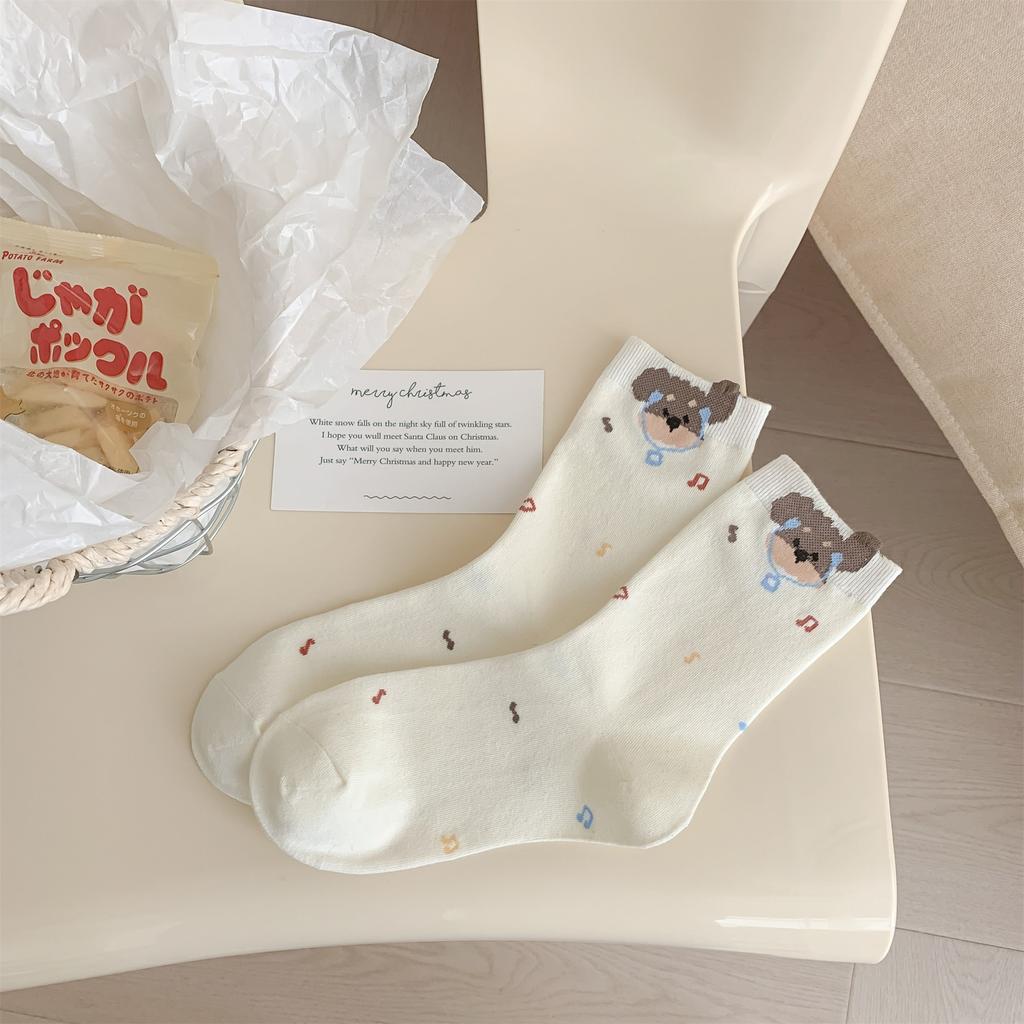 Cute Pet Paradise~ Children'S Fun Ideas Yarn Cartoon Socks Female Cute Soft Cute Small Animal Medium Tube Student Cotton Socks