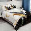 3-Piece Luxurious Marble Feather Print Duvet Cover Set - Soft, Breathable, and Comfortable Bedding for All Seasons
