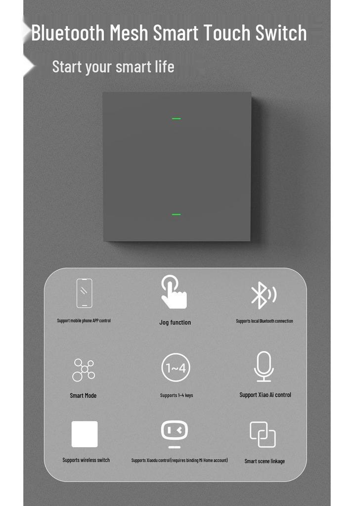 Xiaodu 4-Button Smart Switch with Xiao Ai and Mijia App Integration