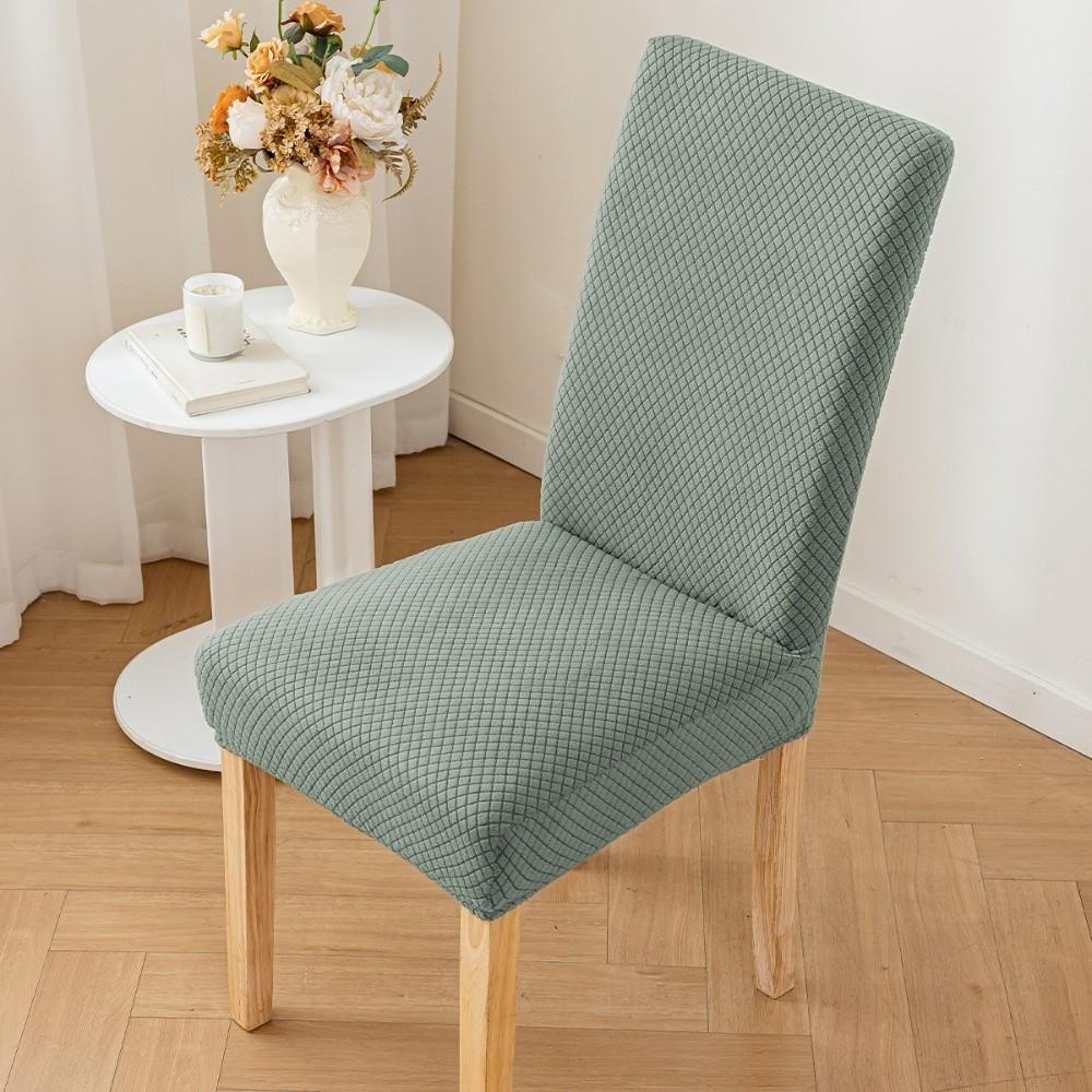 High-elastic Dining Chair Cover Jacquard Stool Slipcover Backrest Protector for Home Decoration зелёный