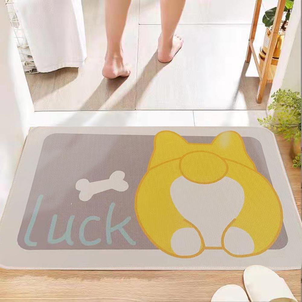 Cartoon Entrance Door Mats, Same Style Cute Pet Mats, Crystal Velvet Bathroom Mats