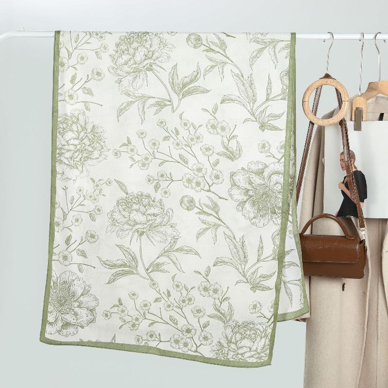Ladies plain large flower printing velvet long silk scarf scarf versatile literary small fresh warm thin shawl