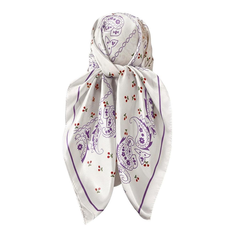 

70/90cm Paisley Hijab Satin Scarf Shawl New Headwraps Hair Accessories Purple-90CM