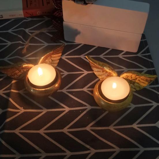 Andělská křídla svícen pryskyřice vintage styl svícen modlitba čajová svíčka svícen pro domácí svatební vánoční kostelní dekoraci