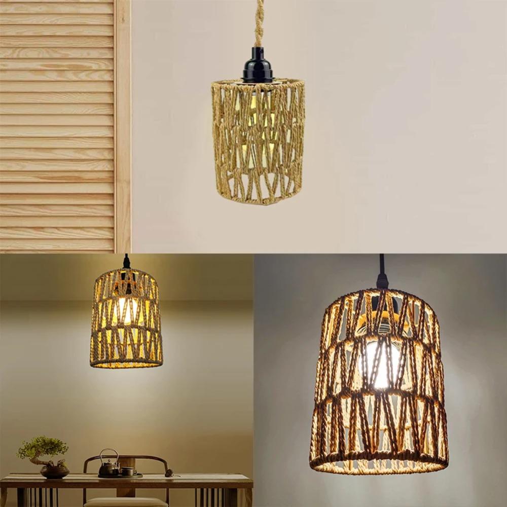 Bohemian Style Pendant Lamp Shade 11.5*15cm Light Cover Vintage Rattan Lampshade