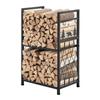 Porta legna da interno, porta legna a 2 ripiani da 45,5 cm con attrezzi per camino, spazzola, paletta, attizzatoio, pinze, porta tronchi robusto, peso 400 libbre