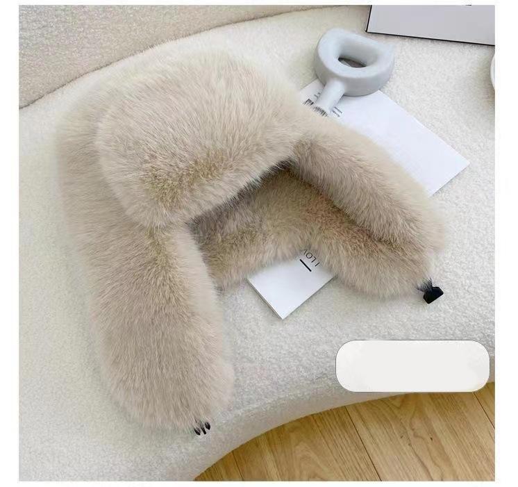 1Pc New Women Winter Cycling Ski Hat Warm Earmuffs Thicken Plush Ear-Flattered Hat Lady Quality Faux Rabbit Fur Cap Soft Windproof Hats