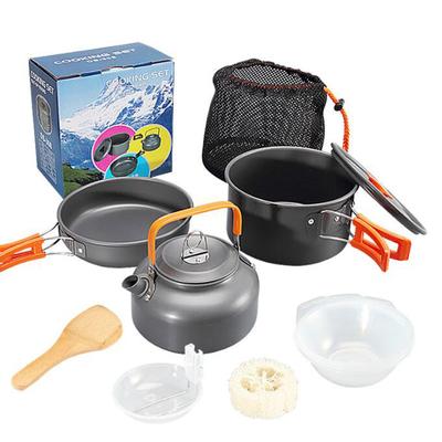 Sports Outdoor Teapot Set Pot Combination with Accessories, Aluminum Oxide Material Portable 2-3 Person Camping Cookware Set