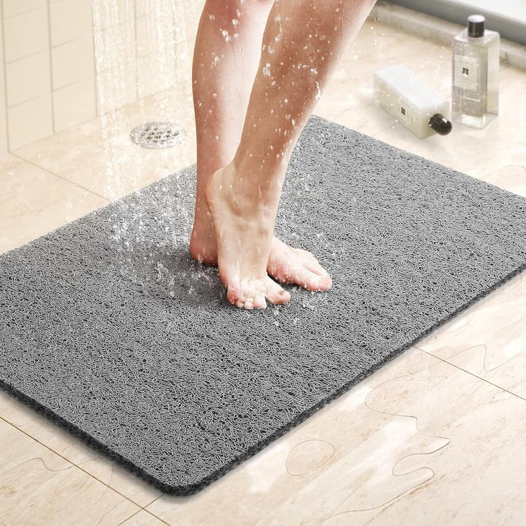 1pcs Shower Mat Bathtub Mat,24x16 inch, Non-Slip Bath Mat with Drain, Quick Drying PVC Loofah Bathmat for Tub Shower,Bathroom