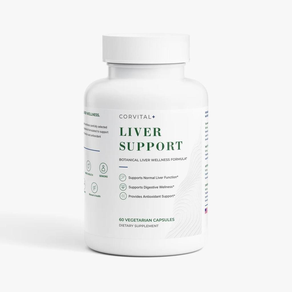 CorVital+ Capsule per il Supporto del Fegato con Curcuma Cardo Mariano Barbabietola Tarassaco Carciofo Formula Botanica per il Benessere del Fegato 60 Capsule