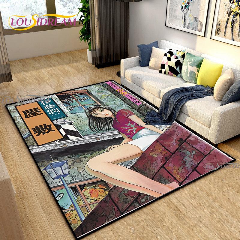 Junji-Ito fear Carpet for Living Room Bedroom Rug Kitchen Kid Door Unslip Floor Mat Birthday gift photography props Alfombra Rug