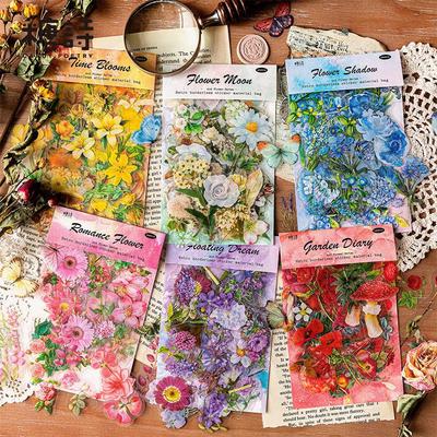 Retro Blumen Journal Sticker Pack: Flüster an Blumen Serie - 100 Blatt, 6 Designs