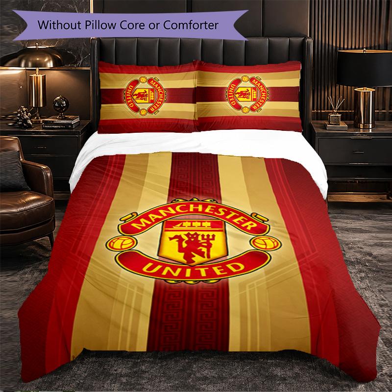 Manchester United Themed Bedding 3Pcs Duvet Cover Set Decorative Bed Linen For Teen Room Home Decoration