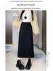 Women's Plus Size A-line Sequin Wool Blend Skirt - High Waist, Shiny, for Spring and Autumn