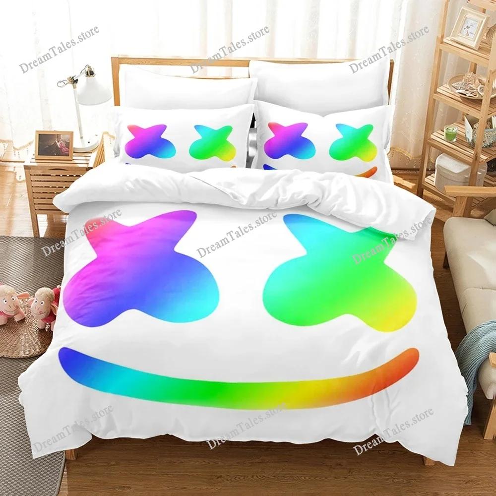 Exquisite 3D DJ Marshmello Wallpaper Print Bedding Set Duvet Cover Comforter Bed Youth Kids Girls Boys Gift Home Textileextile