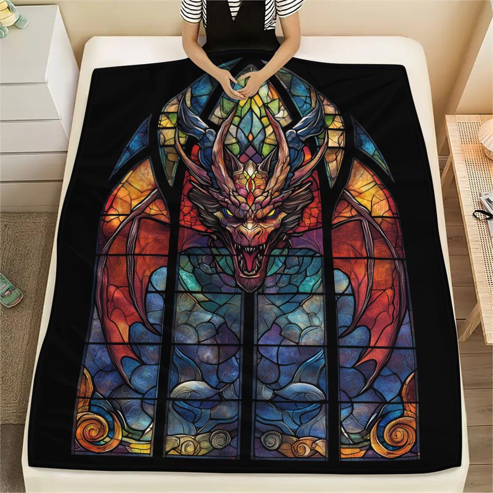 Colorful Dragons  Print Flannel Blanket, High quality Comfortable for All Seasons, Home Decor, Warmth and Comfort