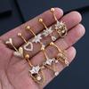 Zircon Heart Belly Button Ring For Women Girls Body Piercing Stainless Steel Navel Ring Beach Jewelry