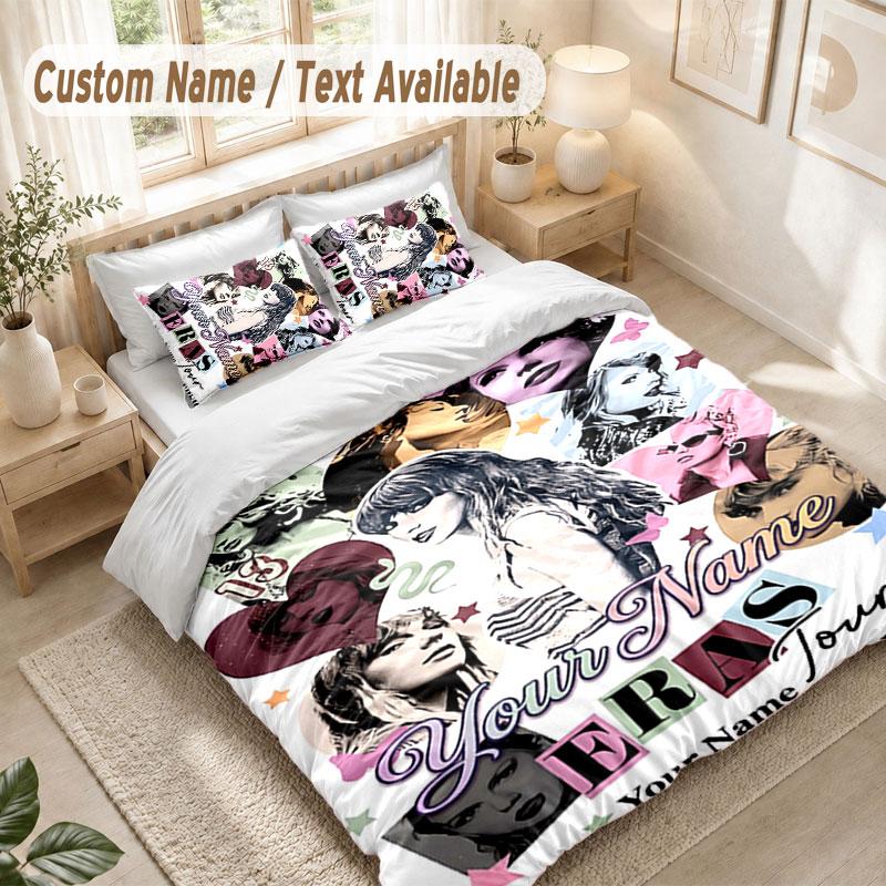 Custom Name Bedding Set 3 PiecesTaylor Swift Print Duvet Cover + 2 Pillowcases Soft Bed Decor