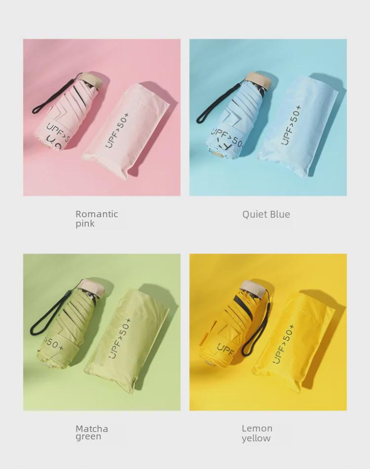 Women's Mini Five-Fold UV Protection Sun & Rain Umbrella - Compact, Portable, Ultralight