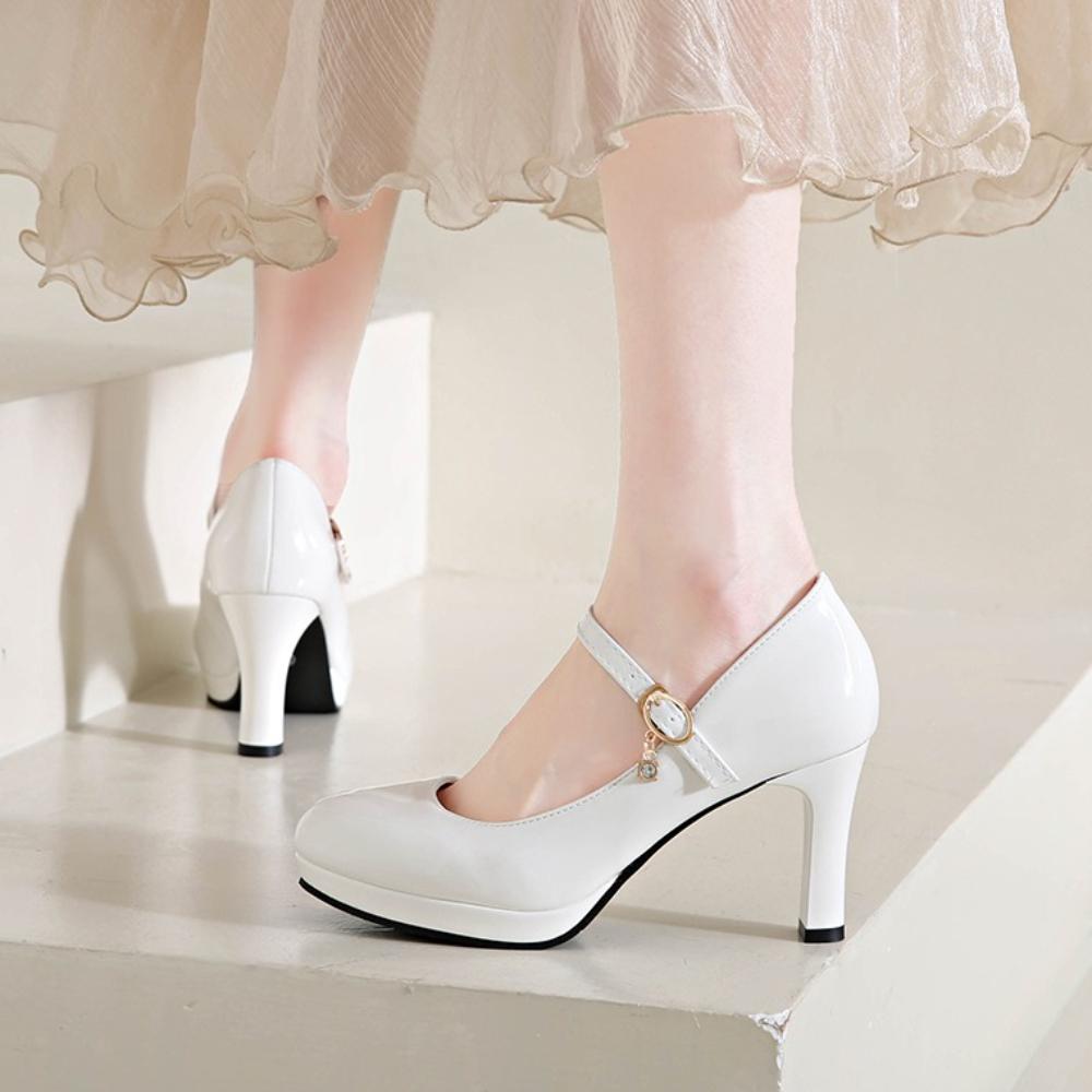 Fashion 2025 Women's Black High Heels Spring Casual Shoes Women's High Heels Solid Color Wedge Shoes Plus Size High Heels Size 34-42