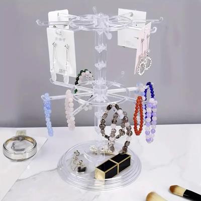 Drehbarer Ohrring-Aufbewahrungsständer Damen-Ohrring-Ausstellungsständer Perlenarmband Hängende Halskette Hand Schmuckbox
