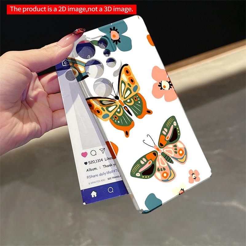 2DFlat Samsung Phone Case Colorful Butterflies & Flowers Pattern Phone Case Applicable To Galaxy S22 S23 S24 S25ULTRA S26 A12 A13 A14 A15 A16