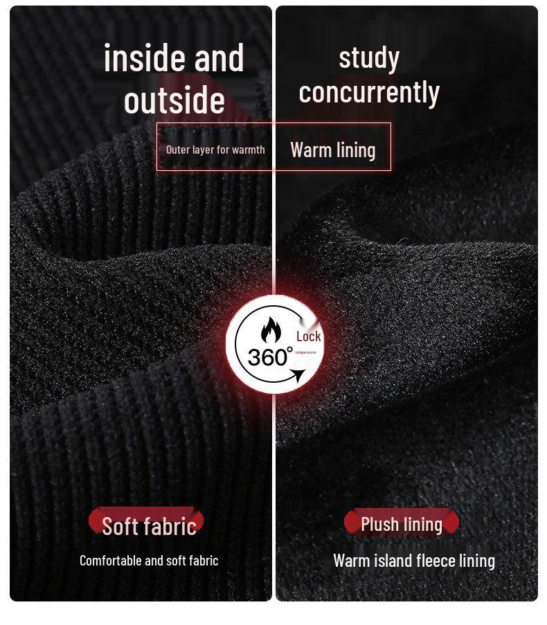 Men's Plus Size Fleece-Lined Corduroy Pants - Straight, Loose Fit, Autumn/Winter Casual Trousers