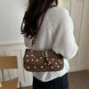 Sac à main rétro grande capacité à pois Boucle métallique Sacs bandoulière en cuir Sacs d'aisselle mode Avec pendentif