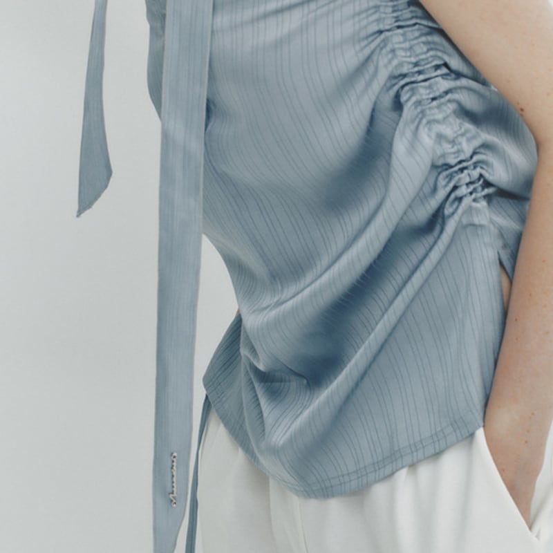 MEENDERI SATIN LOGO SCARF - SKY BLUE