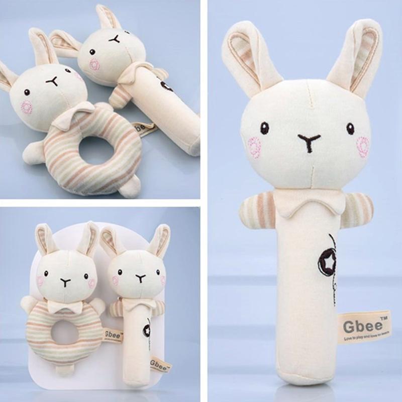 Baby Rattles Soft Cartoon Cute Plush Animal Toys Child Educational Handbells