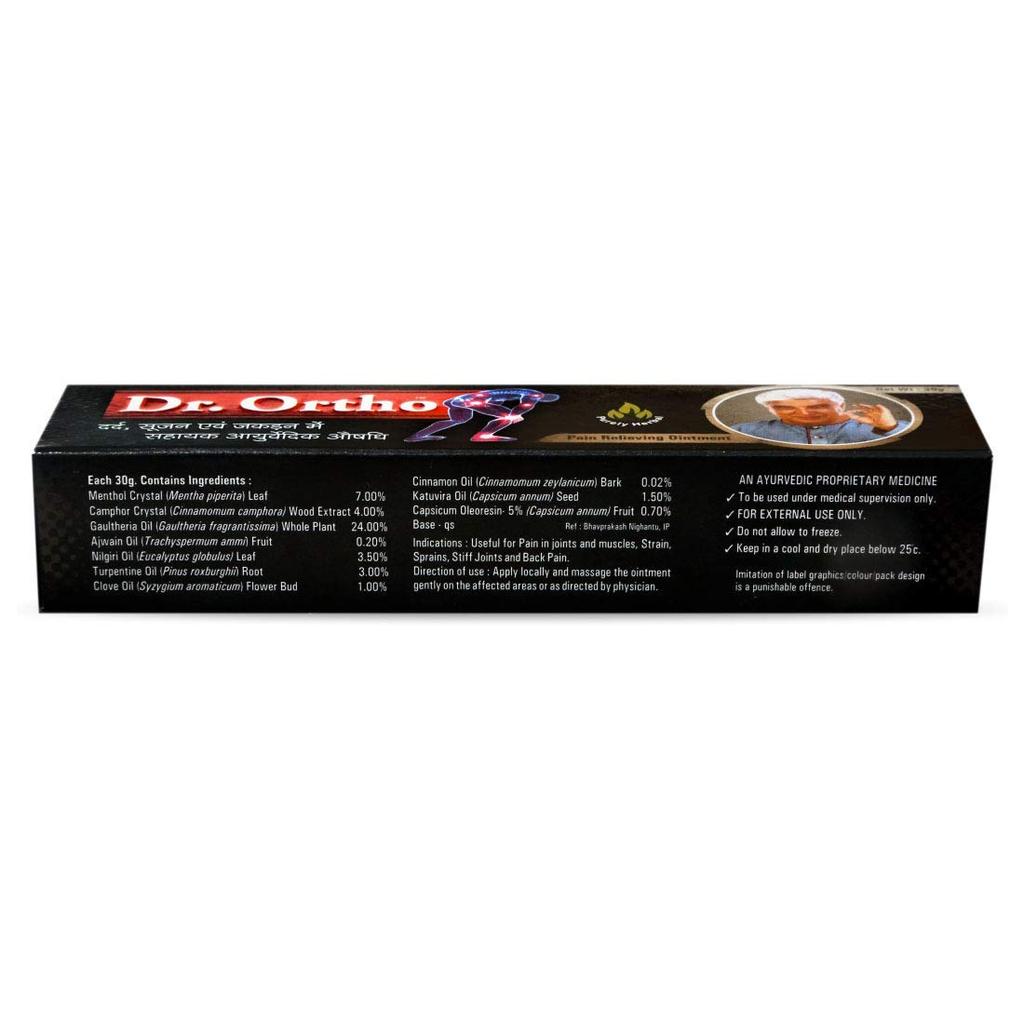 Dr.Ortho Ayurvedic Pain Relieving Ointment For Joint Pain, Neck Pain, Knee Pain, Muscle Pain - 30 G (Pack Of 3)