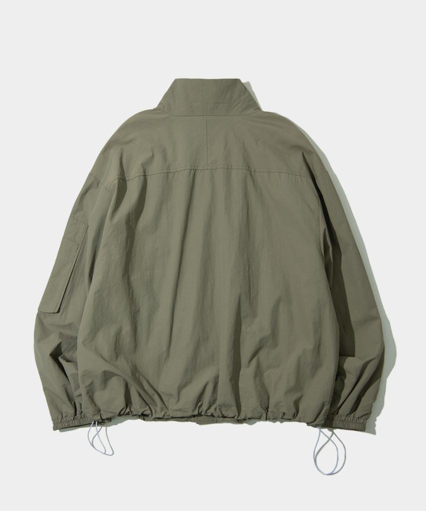 Black Moment Oversized Bomber Ma-1 Blouson Nylon Varsity Zip-Up Jacket [Khaki]