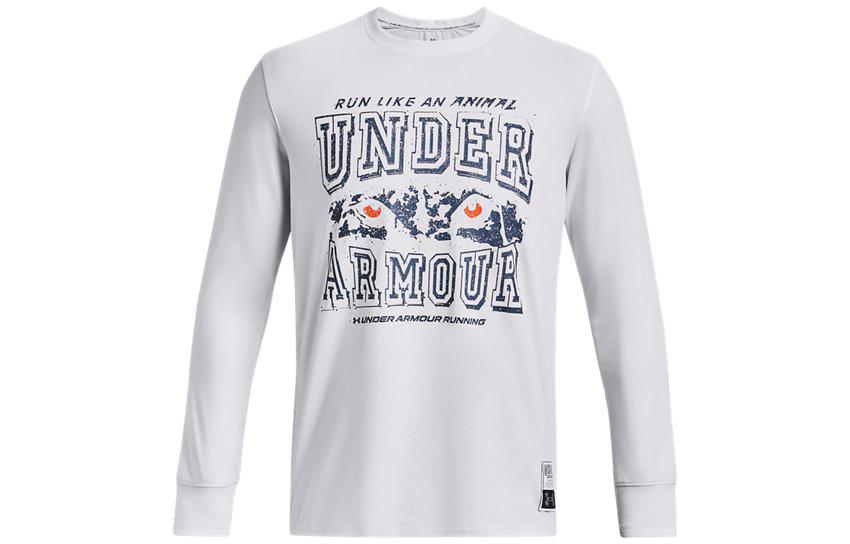 Under Armour RUN LAA T Shirts Men s White Crew Neck Moderate Straight Fit 1379303-100 XL