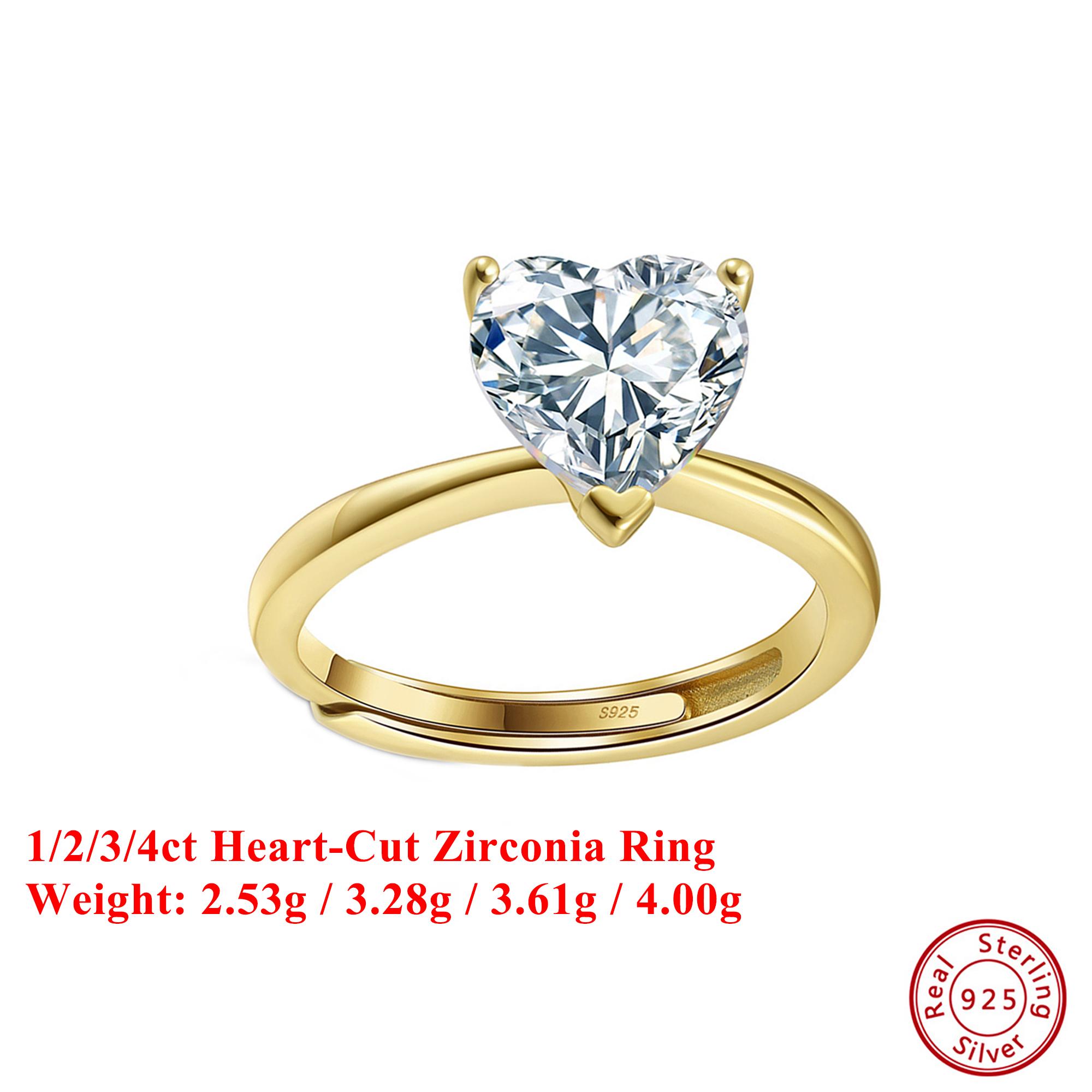 

Effie Queen S925 Silver 14k Gold 1/2/3/4CT Heart Cut Zirconia Ring Romantic Jewelry for Women, Men Couple Valentine s Gift LZR40 1CT