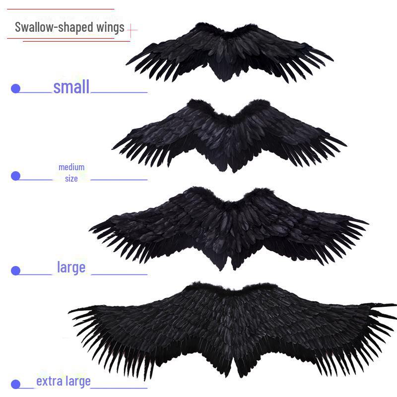 

Белые перьевые крылья ангела для взрослых и детей - реквизит в форме ласточки для костюмов на Хэллоуин и переодевания Small