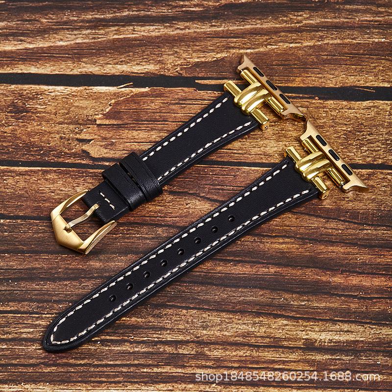 Die erste Schicht des Retro-Armbands mit schmaler Taille ist für Damen-Apple-Watch-Armbänder Applewatch8765Se geeignet.