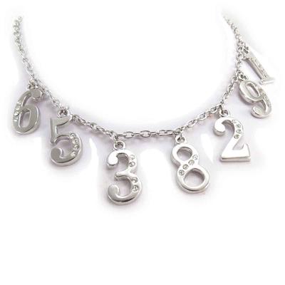 [J8079] - Ασημένιο κολιέ δημιουργού 'Αριθμοί'