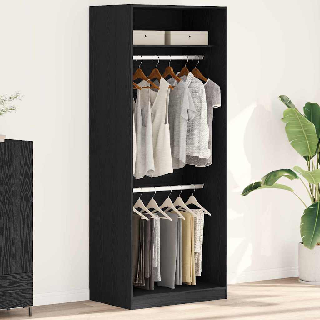Wardrobe with Shelf Black Oak Effect 80 x 50 x 200 cm