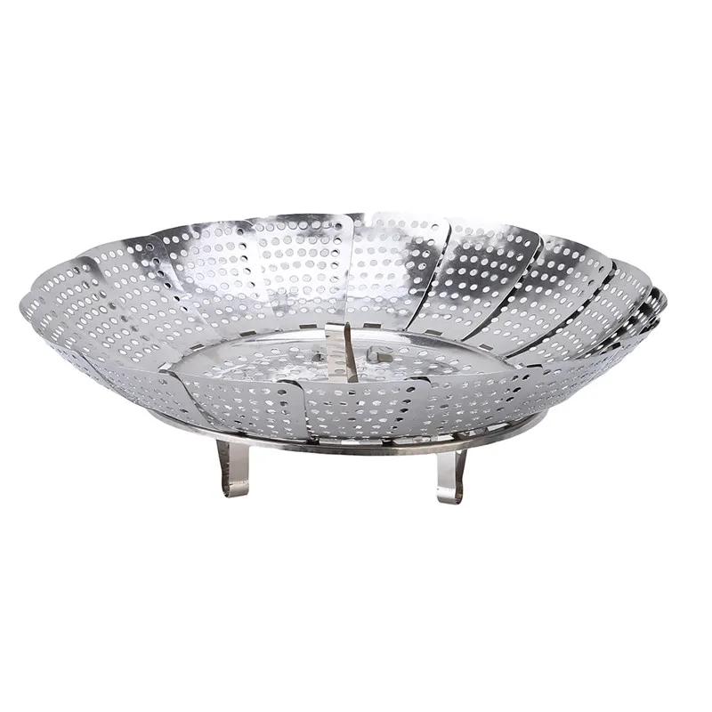 

Stainless Steel Retractable Folding Steamer Plate Silver Multifunctional Food Steamer Vegetable Fruit Basket