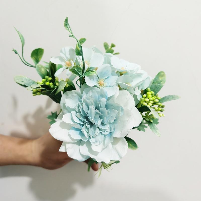 1 Bouquet Fiori Artificiali Seta Camelia Peonia Mini Bouquet di Fiori per Matrimonio Decorazione per Casa Festa