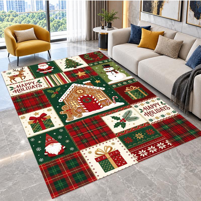 Christmas Theme Floor Carpet, Soft Area Rug, Xmas Indoor Home Holiday Decoration