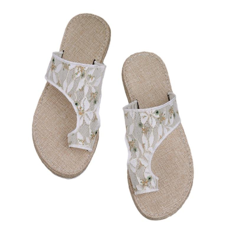 Set Toe Slippers Female Summer New Mesh Thick Bottom Lightweight Casual Outside Wear Flat Bottom Large Size Sandals Slippers
