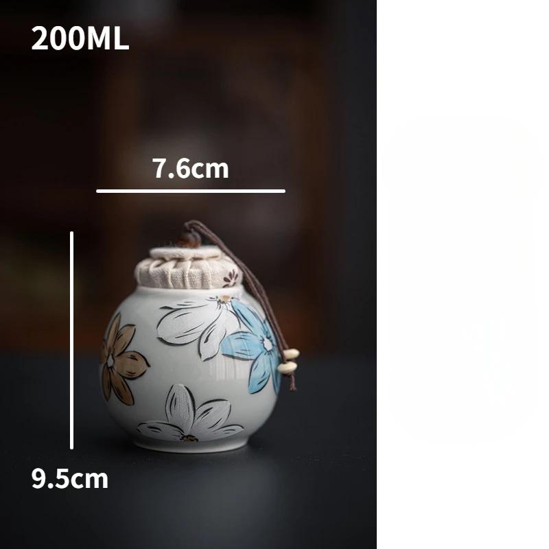 Japanese Cherry Blossom Ceramic Teapot Teacups Creative Ice Gray Glaze Teapot Household Kung Fu Tea Set Tea Storage Jar