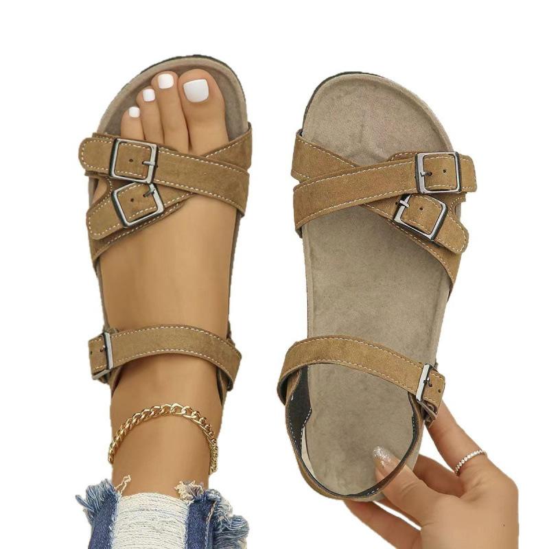 Outer size large size Birkenstock sandals New cross metal buckle platform sandals in summer