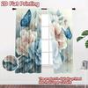 2D Flat Printing 2pcs Window Drapes Blue Butterfly Flower Digital Printed Polyester Drapes Holiday Decorations Perfect for