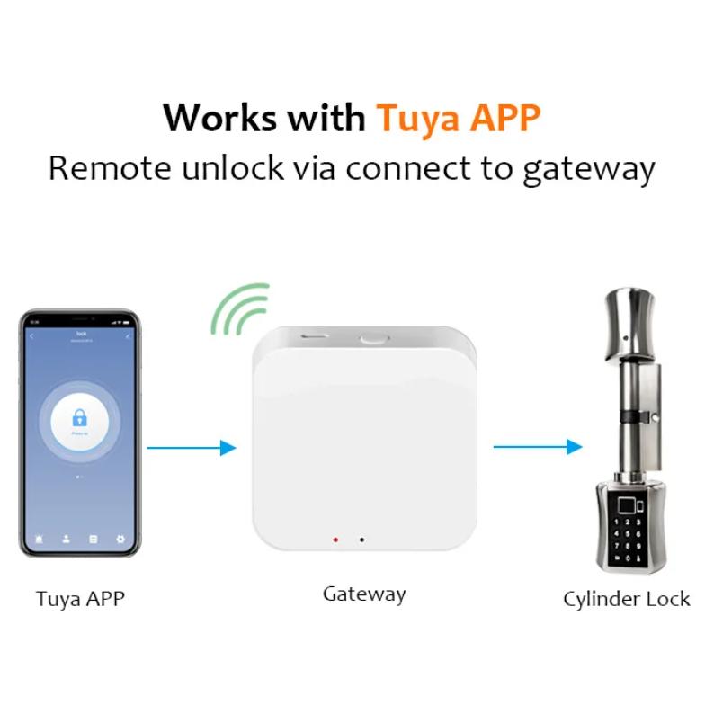 Bluetooth Smart Sylinderlås Biometrisk Elektronisk Digital Tastatur Nøkkelløs Med Kode Fingeravtrykk RFID-kort Dørlås