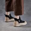 Johnature Genuine Leather Thick Soled Retro Side Zipper Short Boots Casual Lace Up Women's Flat Platform Shoes